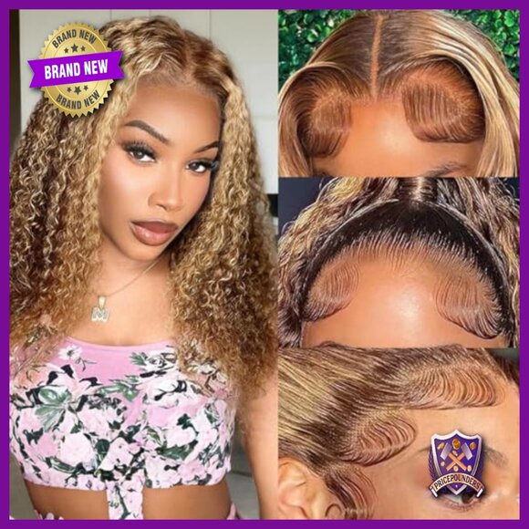 Short Curly Bob Wig Human Hair Lace Front Pre Plucked 13x4 HD Lace main image 6